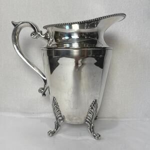 Antique Homan Silver Plate Water Pitcher 1810 Silver On Copper 9” 64 Oz 4 Foot